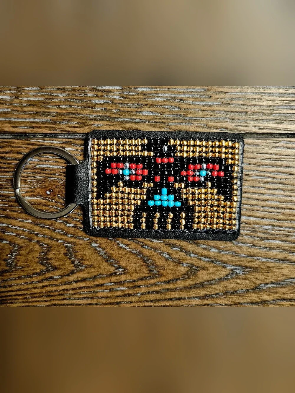 Beaded Thunderbird Keychains - Set of 3 (Turquoise, Gold, White)